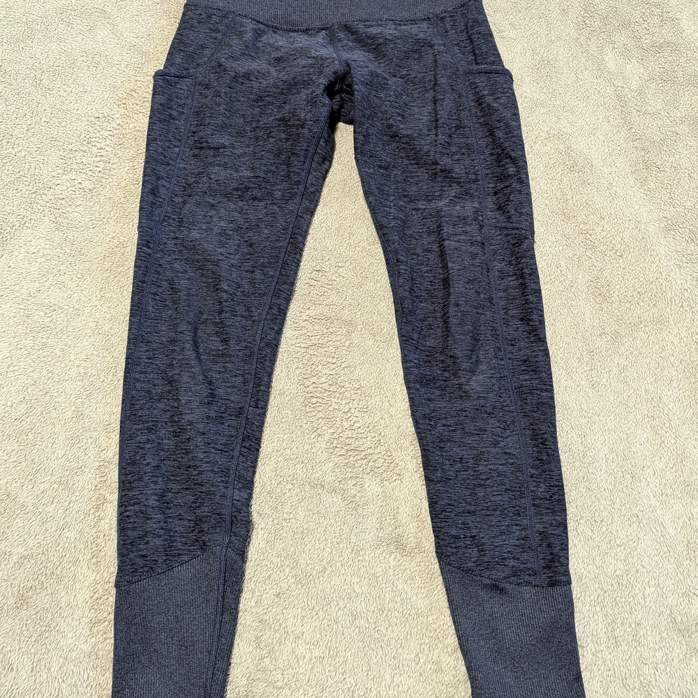 Kirkland Signature Women's Stretch Leggings, Blue Heather with Pockets, Small
